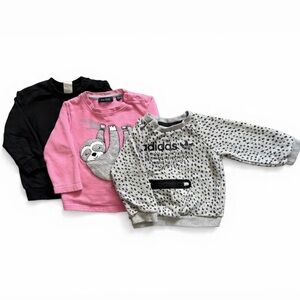 👟💗Super Cute Adidas/Sloth Baby Sweatshirts Bundle - Sizes 6-9M, 9-12M and 12-18M